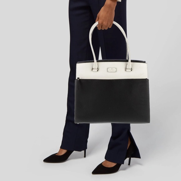 KATE SPADE ♠️ - New York Colorblock Leather Shoulder Bag Laptop Tote - Picture 2 of 15